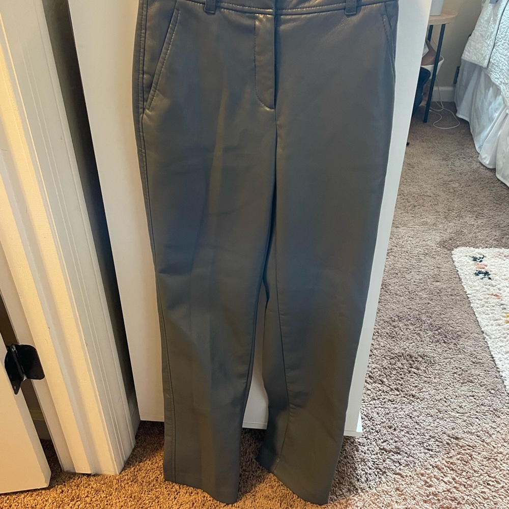 Babaton grey leather ankle pant